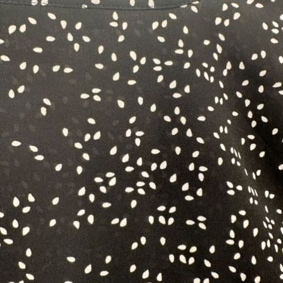 Daniel Rainn Koda Split Neck Rain Drop Polka Dot Blouse Black & White Size Small - Picture 10 of 16